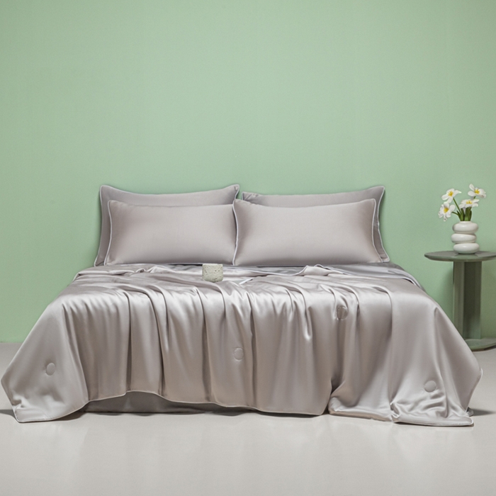 91家纺网 家纺一手货源 找家纺 爱彼家纺 2025夏季新款麻绳款冰丝夏被夏凉被空调被四件套-风格一 麻绳款夏被-青灰+高级灰