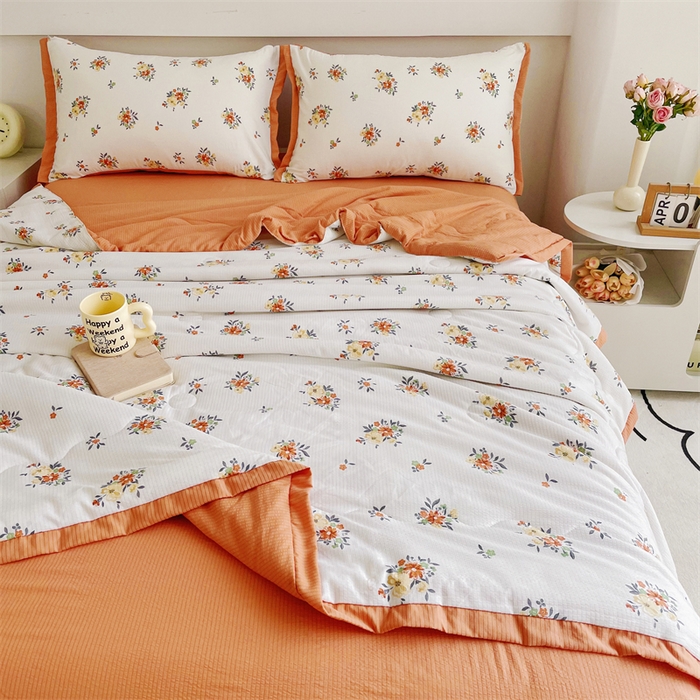 91家纺网 家纺一手货源 找家纺 南北家居 2025新款亲肤泡泡棉提花夏被 夕颜花簇