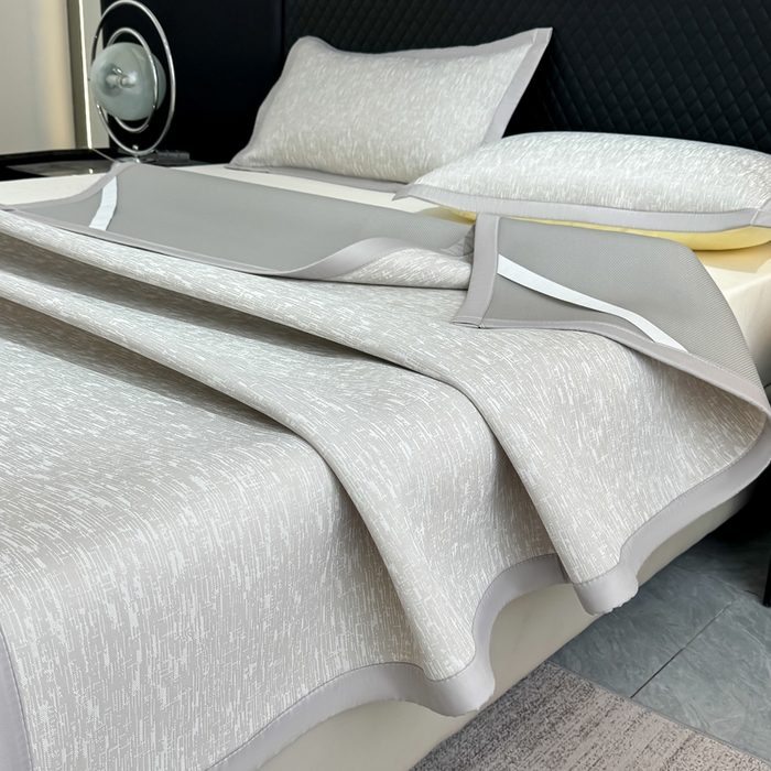 91家纺网 家纺一手货源 找家纺 小萌虎 2025新款PE高分子凉感大提花凉席席子 梦境-灰