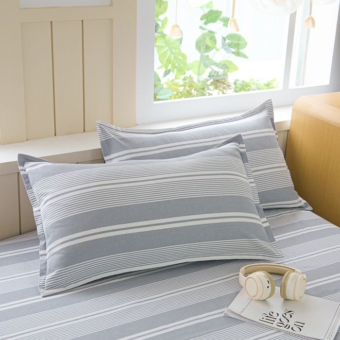 91家纺网 家纺一手货源 找家纺 金泰莱 2025新款色织老粗布床单老粗布凉席三件套 浅陌