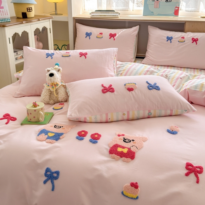 91家纺网 家纺一手货源 找家纺 如意朵2025新款全棉毛巾绣四件套 诸事顺意