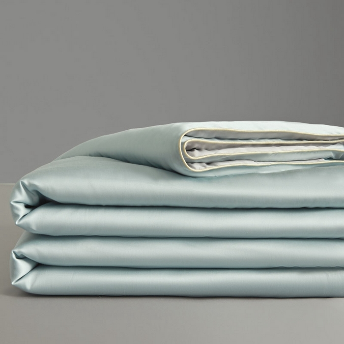 91家纺网 家纺一手货源 找家纺 AB家纺2025新品A类莱赛尔双拼50天丝空调夏被四件套 冰川蓝-烟灰