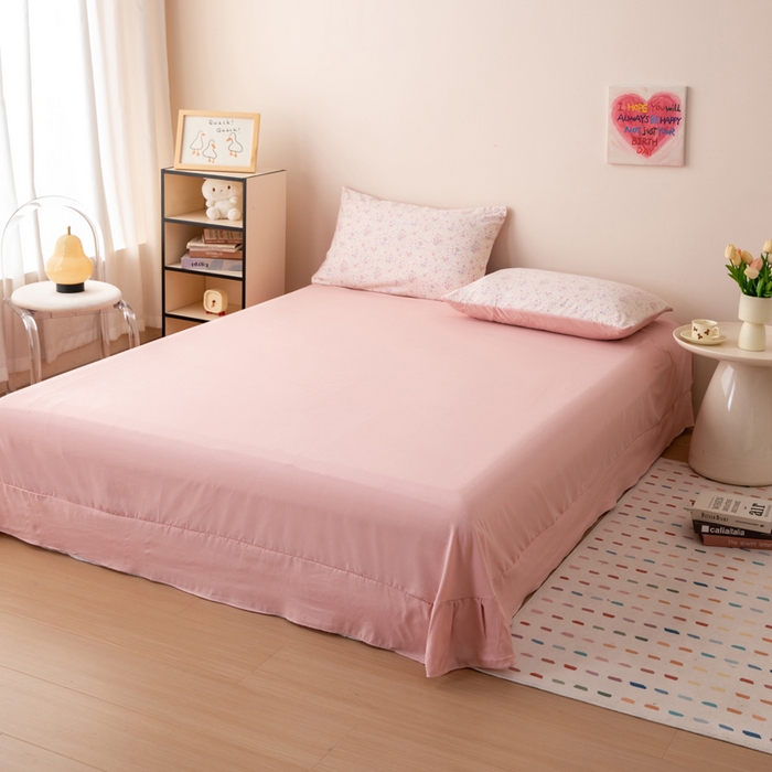 91家纺网 家纺一手货源 找家纺 南北家居 2025新款针织棉双层纱夏被四件套 樱落