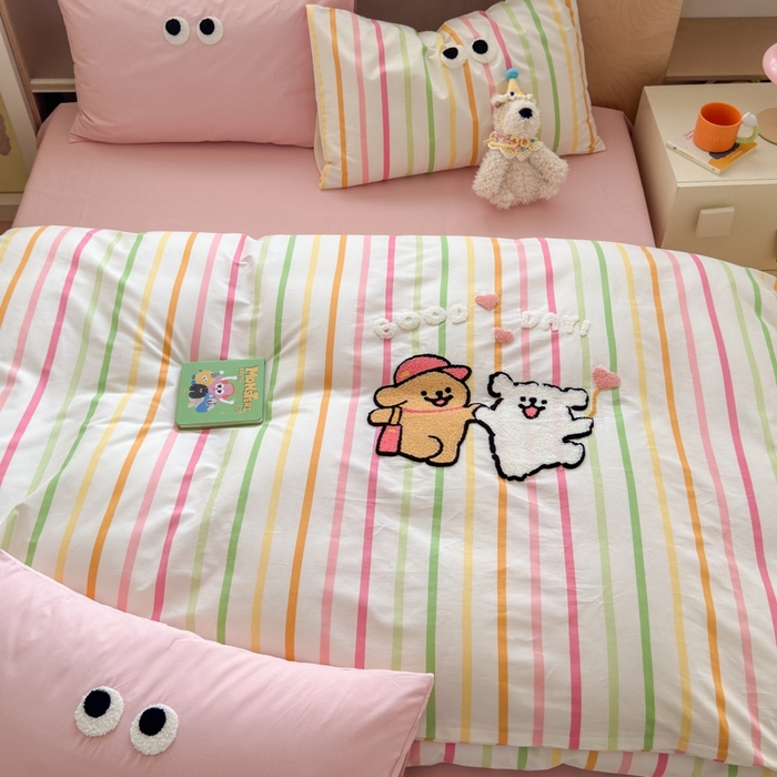 91家纺网 家纺一手货源 找家纺 如意朵2025新款全棉毛巾绣四件套 一起嗨