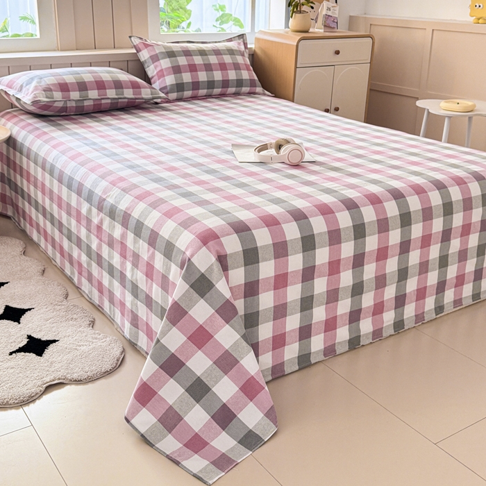 91家纺网 家纺一手货源 找家纺 金泰莱 2025新款色织老粗布四件套全棉四件套纯棉四件套 花格