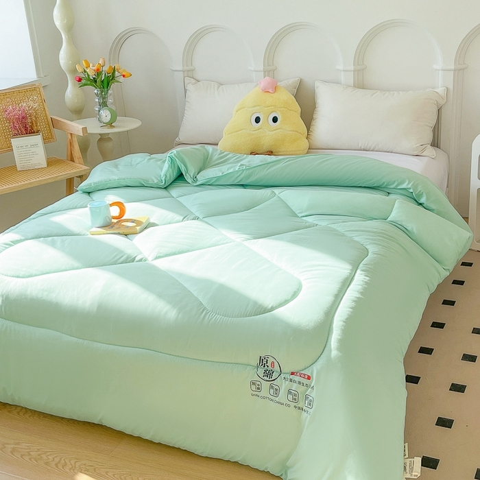 91家纺网 家纺一手货源 找家纺 百花王2025新款原棉大豆被被子被芯 墨绿色