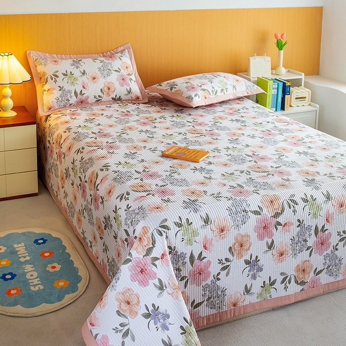 91家纺网 家纺一手货源 找家纺 晨晨家纺2025新款双面全棉床盖款三件套 绚纱