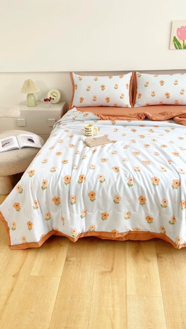 91家纺网 家纺一手货源 找家纺 南北家居 2025新款亲肤泡泡棉提花夏被 夕颜花簇