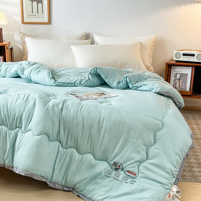 91家纺网 家纺一手货源 找家纺 （总）百花王2025新款泡泡棉纯色简约升级款大豆被子被芯