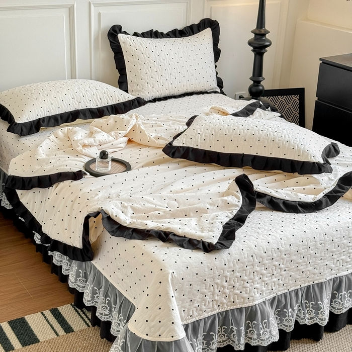 91家纺网 家纺一手货源 找家纺 绣女坊 2025新款夏被款床盖四件套 波点