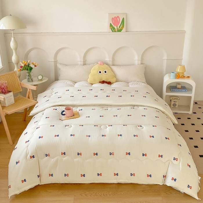 91家纺网 家纺一手货源 找家纺 百花王2025新款原棉大豆被被子被芯 爱心红兰