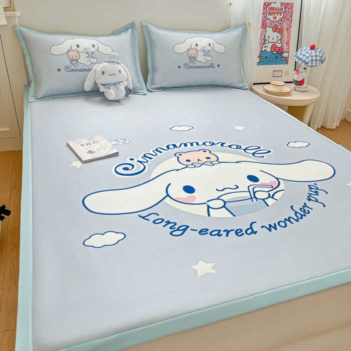 91家纺网 家纺一手货源 找家纺 （总）桃子家居 2025新款A类三丽鸥授权数码印花中分子1200D凉感冰丝宽边凉感软席席子