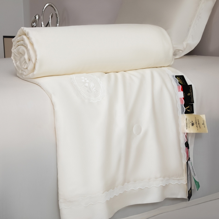 91家纺网 家纺一手货源 找家纺 桂雅居2025新款80支进口莱赛尔双丝夏被-达芙妮 象牙白