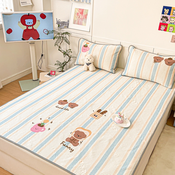 91家纺网 家纺一手货源 找家纺 川悦生活 2025新款大版冰豆豆凉豆豆凉席 爱生活的小熊