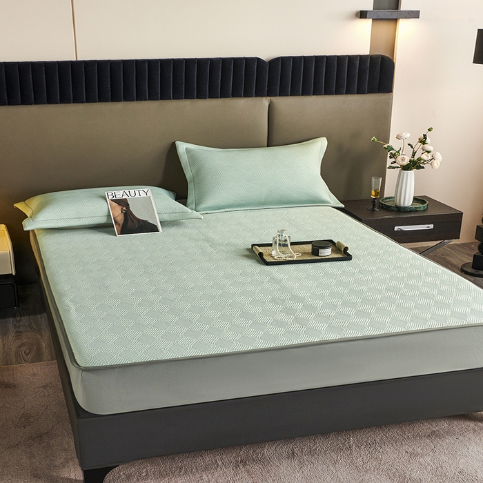 91家纺网 家纺一手货源 找家纺 桂雅居 2025新款高科技冷凝高分子超速凉感软席三件套 抹茶绿