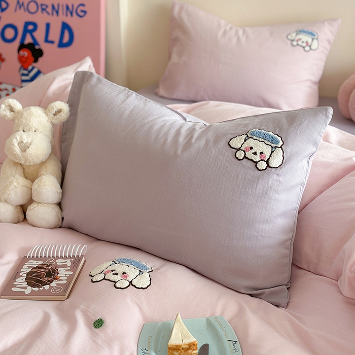 91家纺网 家纺一手货源 找家纺 TT.one 塔塔家居 2025新款全棉双层纱毛巾绣萌宠系列四件套 朵拉公主