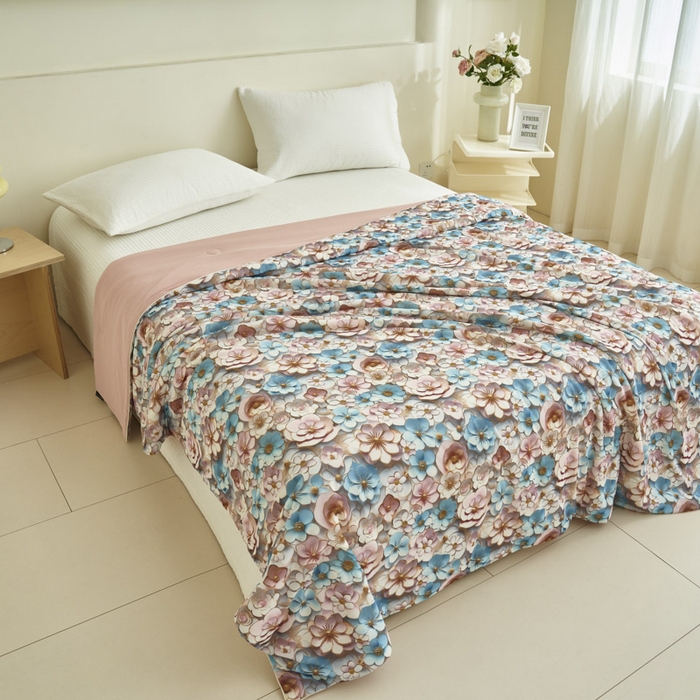 91家纺网 家纺一手货源 找家纺 子由家居 2025新款5D凉感大豆夏被 5D-石榴花