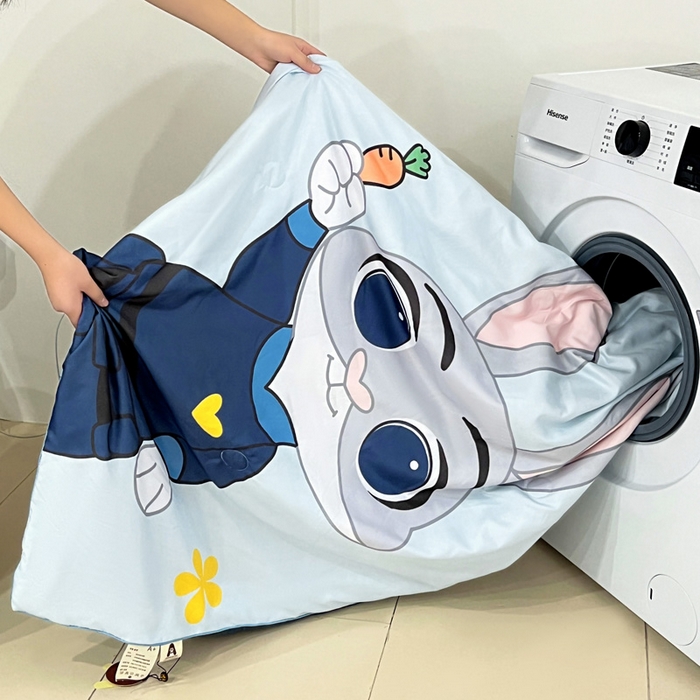 91家纺网 家纺一手货源 找家纺 海岛哥哥 2025新款水洗棉大版卡通夏被 萌萌兔子