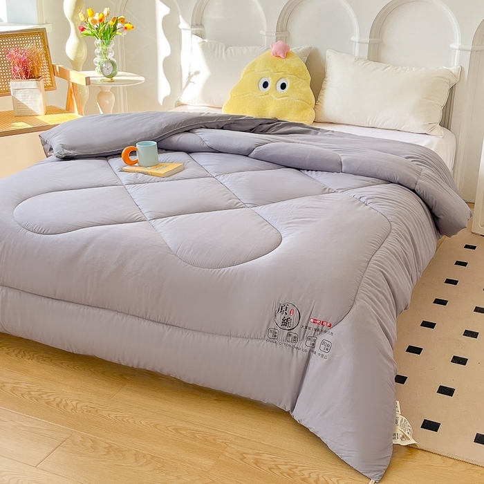 91家纺网 家纺一手货源 找家纺 百花王2025新款原棉大豆被被子被芯 灰色