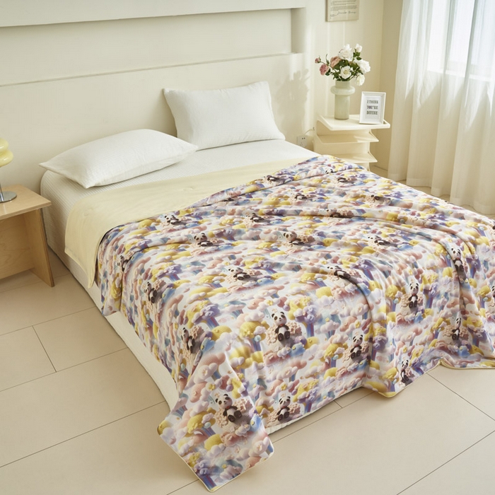 91家纺网 家纺一手货源 找家纺 子由家居 2025新款5D凉感大豆夏被 5D-彩虹熊猫