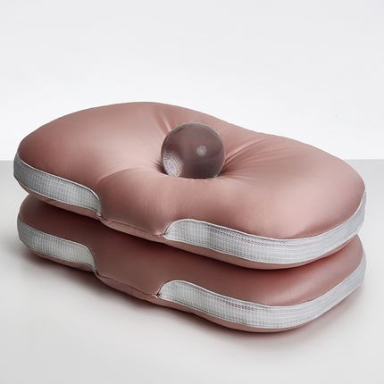 昕科 2025新款丝光绵豆枕-异型护颈椭圆枕头羽丝棉成人颈椎枕芯 丝光绵豆枕-粉色