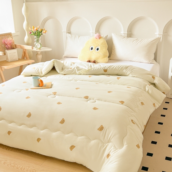 91家纺网 家纺一手货源 找家纺 百花王2025新款原棉大豆被被子被芯 小熊头