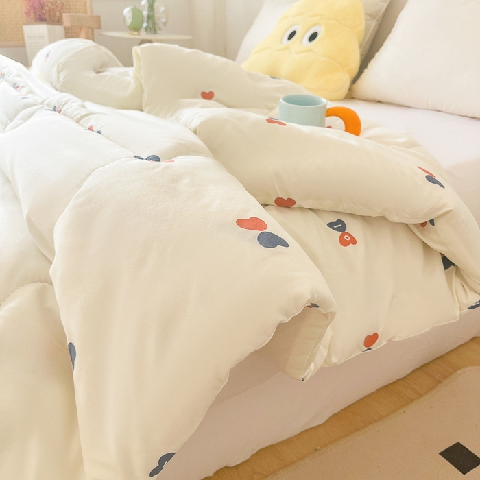 91家纺网 家纺一手货源 找家纺 百花王2025新款原棉大豆被被子被芯 爱心红兰