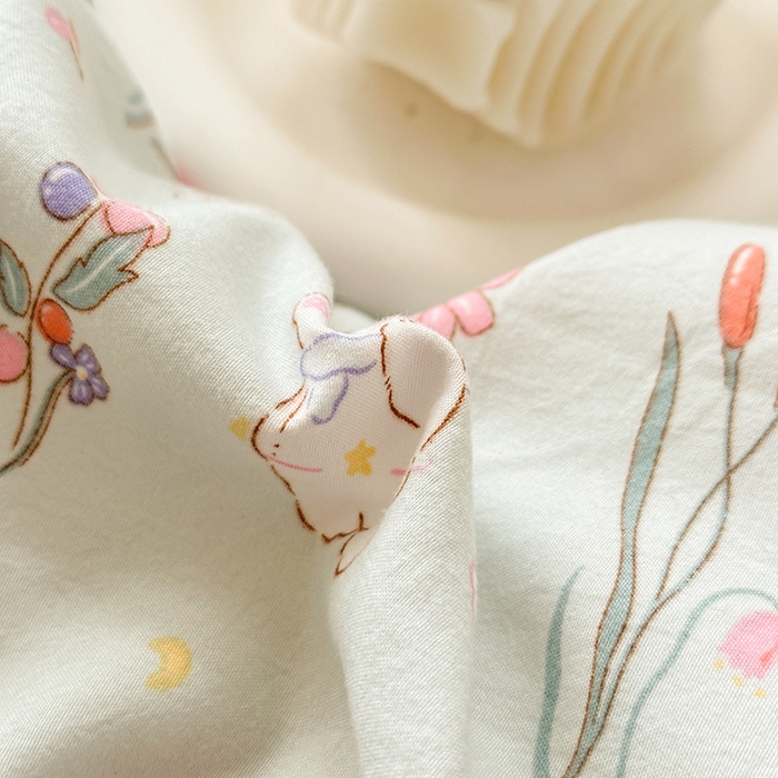 91家纺网 家纺一手货源 找家纺 佳一家纺 2025新款亲肤水洗棉四件套系列 缤纷兔