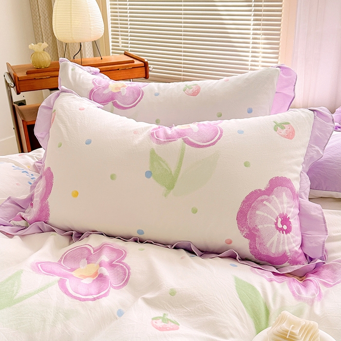 91家纺网 家纺一手货源 找家纺 佳一家纺 2025新款亲肤水洗棉四件套系列 夏日如花