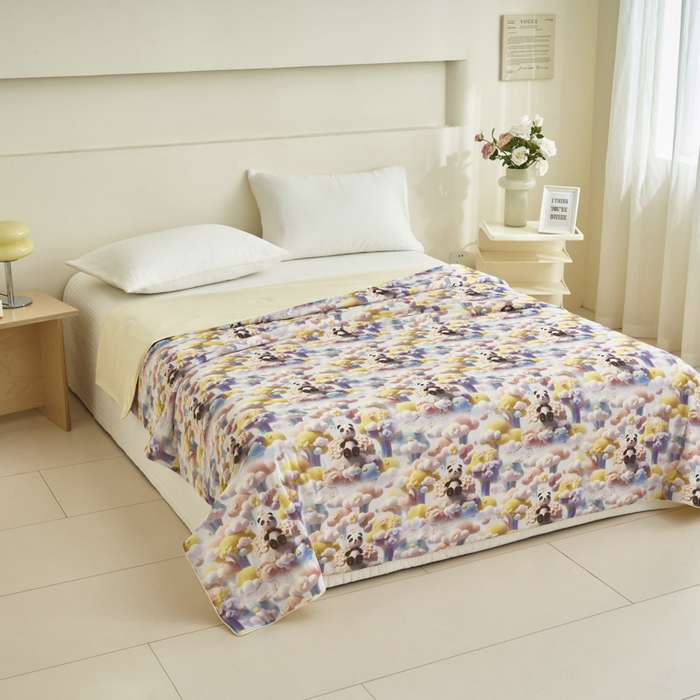 91家纺网 家纺一手货源 找家纺 子由家居 2025新款5D凉感大豆夏被 5D-彩虹熊猫