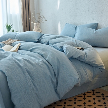 恋人优选 2025新款A类全棉色织水洗棉提花四件套 大波浪兰