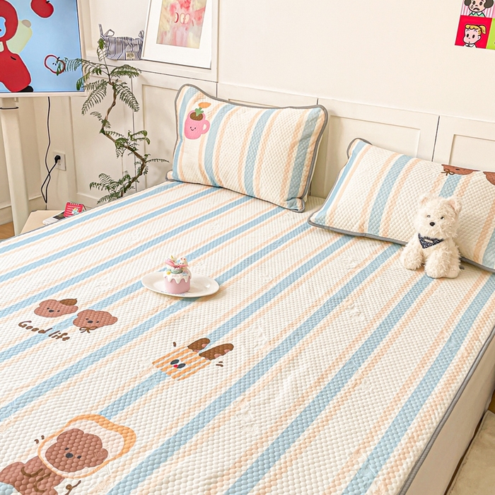 91家纺网 家纺一手货源 找家纺 川悦生活 2025新款大版冰豆豆凉豆豆凉席 爱生活的小熊