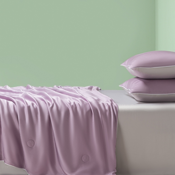 91家纺网 家纺一手货源 找家纺 爱彼家纺 2025夏季新款麻绳款冰丝夏被夏凉被空调被四件套-风格一 麻绳款夏被-风信紫+青灰