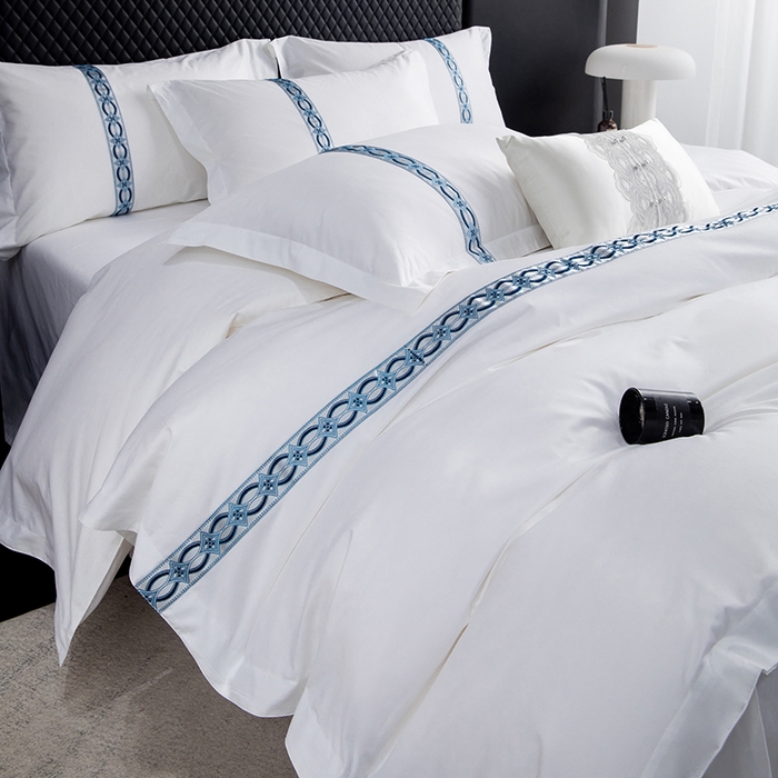 91家纺网 家纺一手货源 找家纺 优必恩 2025新款高支高密民宿酒店织带款四件套套件 兴隆