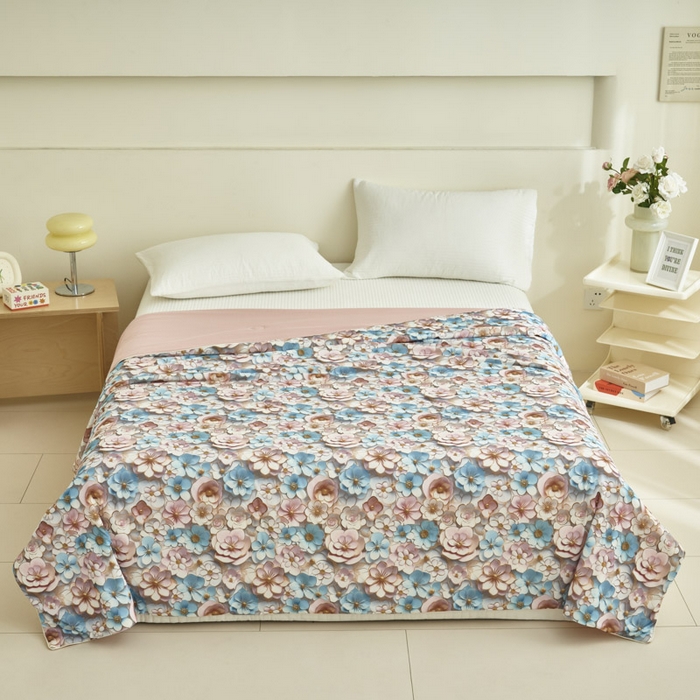 91家纺网 家纺一手货源 找家纺 子由家居 2025新款5D凉感大豆夏被 5D-石榴花