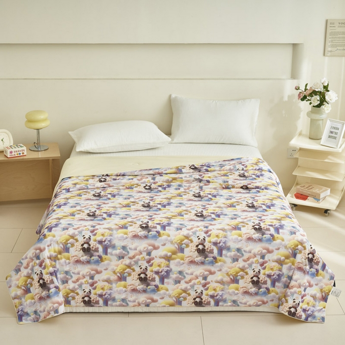 91家纺网 家纺一手货源 找家纺 子由家居 2025新款5D凉感大豆夏被 5D-彩虹熊猫