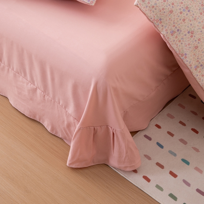 91家纺网 家纺一手货源 找家纺 南北家居 2025新款针织棉双层纱夏被四件套 樱落