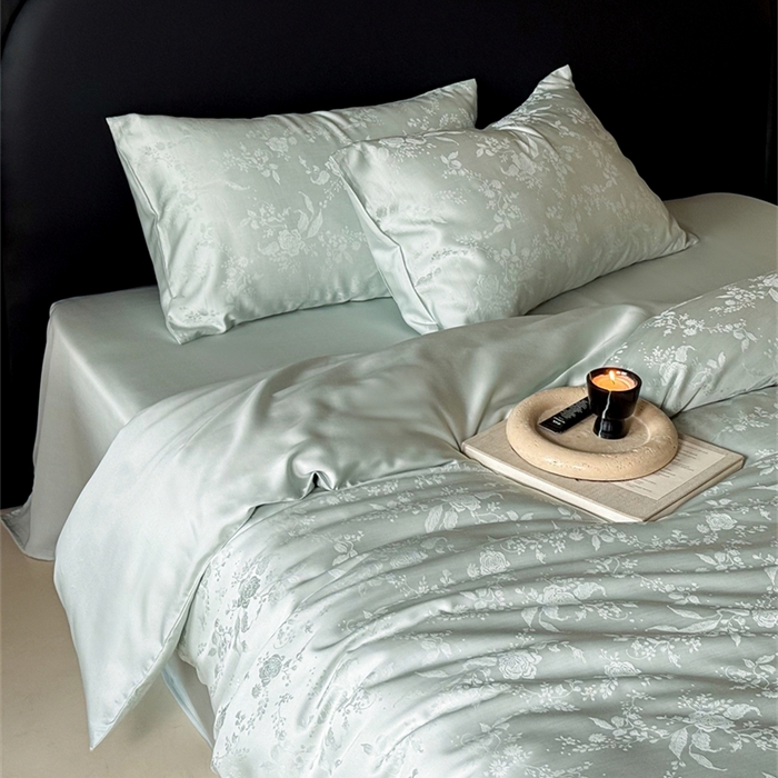 91家纺网 家纺一手货源 找家纺 FORTWO2025新款60支兰精天丝浮雕提花四件套		 满庭芳