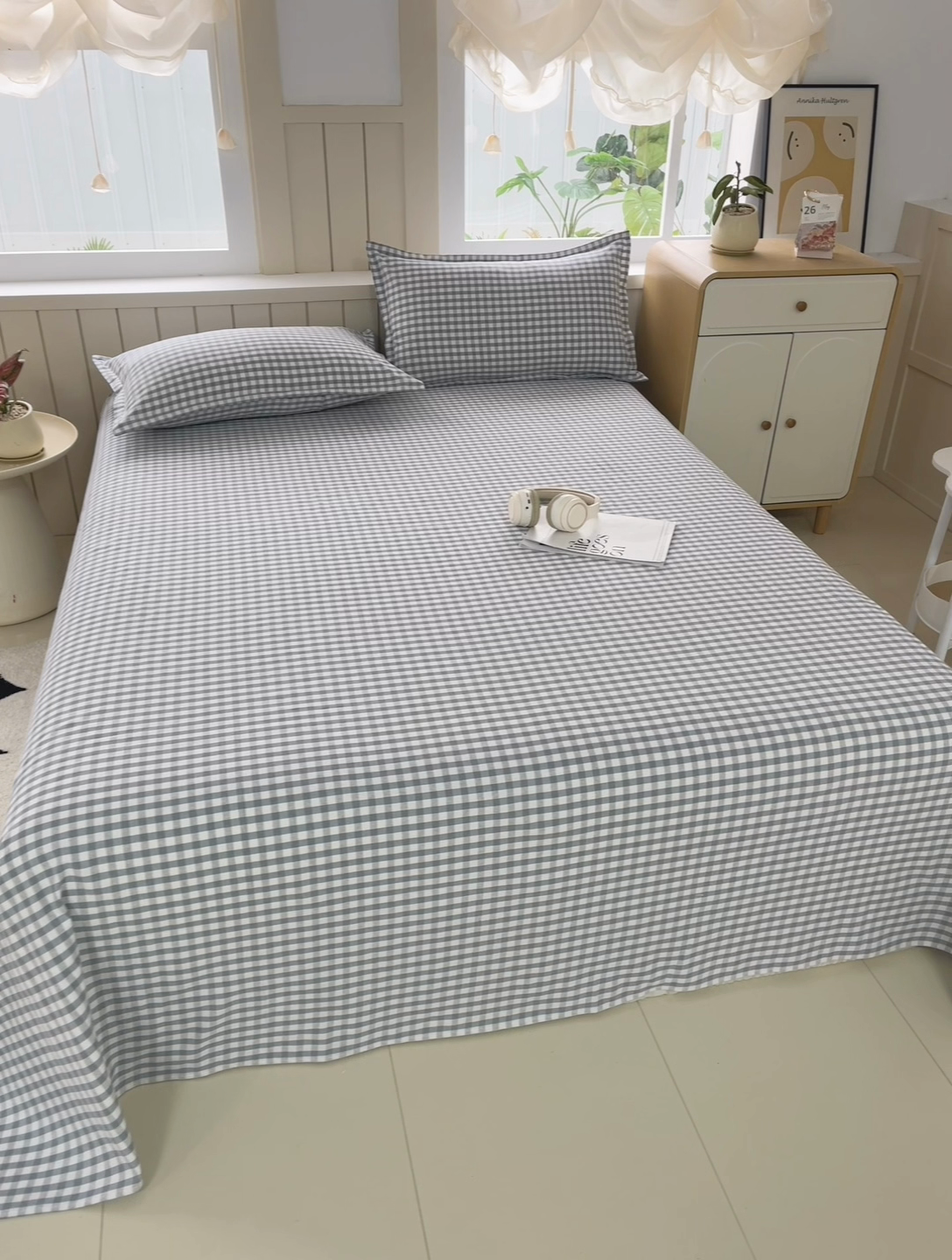 91家纺网 家纺一手货源 找家纺 金泰莱 2025新款色织老粗布床单老粗布凉席三件套 淡墨