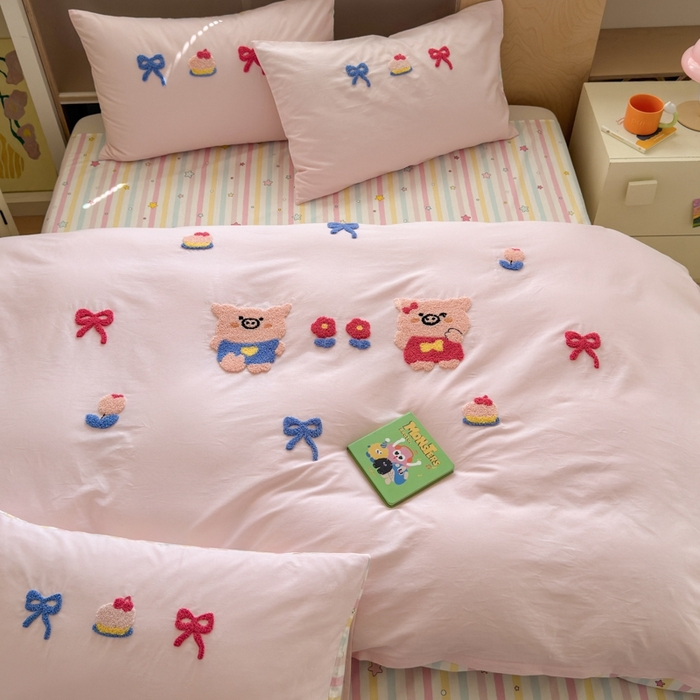 91家纺网 家纺一手货源 找家纺 如意朵2025新款全棉毛巾绣四件套 诸事顺意