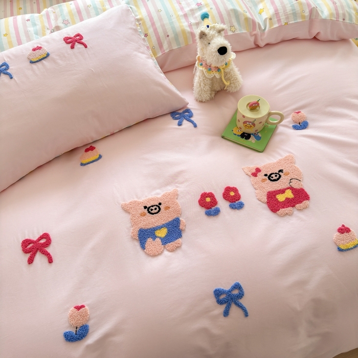 91家纺网 家纺一手货源 找家纺 如意朵2025新款全棉毛巾绣四件套 诸事顺意