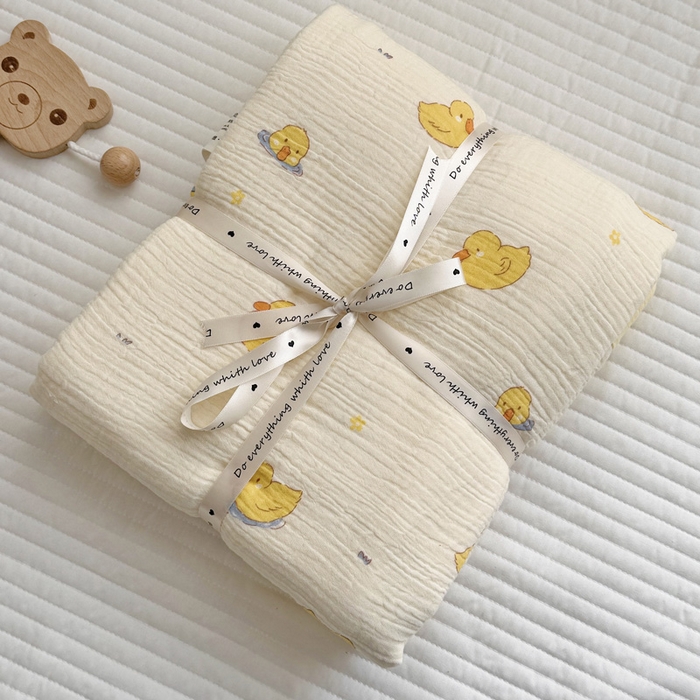 91家纺网 家纺一手货源 找家纺 （总）BOSS 2025新款全棉皱皱纱双层纱儿童盖毯夏被  幼儿园夏被午睡毯夏凉被空调被