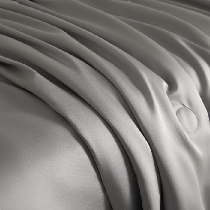 91家纺网 家纺一手货源 找家纺 AB家纺2025新品A类莱赛尔双拼50天丝空调夏被四件套 烟灰-摩登灰