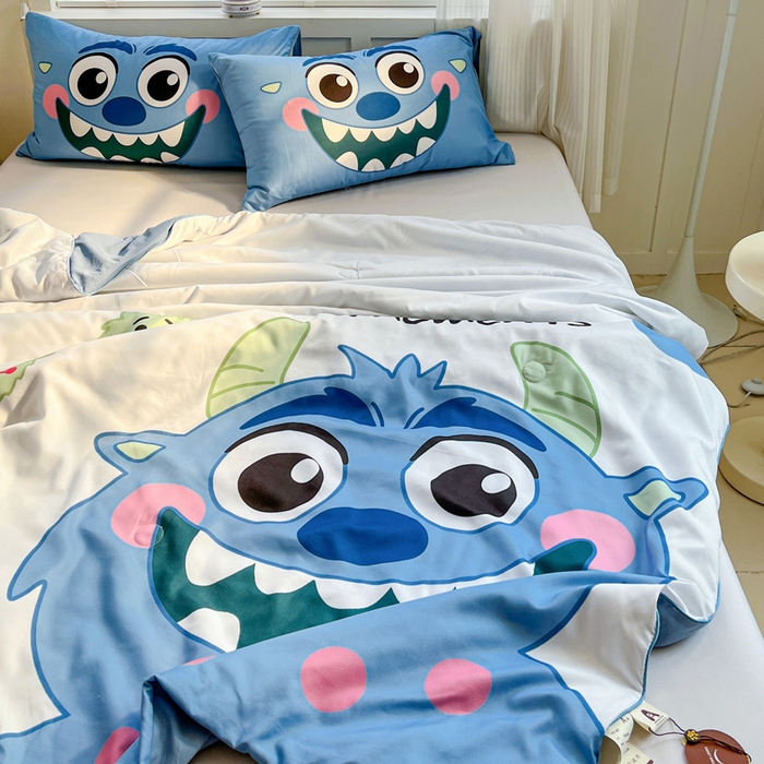 91家纺网 家纺一手货源 找家纺 海岛哥哥 2025新款水洗棉大版卡通夏被 可爱小怪兽
