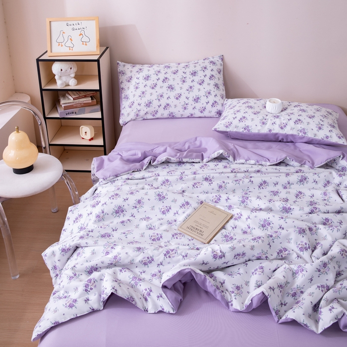 91家纺网 家纺一手货源 找家纺 南北家居 2025新款针织棉双层纱夏被四件套 芬芳物语