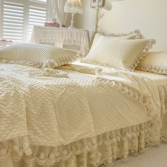 91家纺网 家纺一手货源 找家纺 恋尚 2025新款乳胶凉感床笠裙-甜朵【控价170起】 甜朵-奶黄