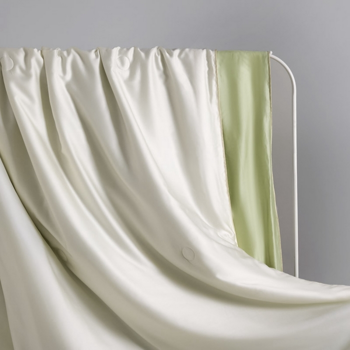 91家纺网 家纺一手货源 找家纺 AB家纺2025新品A类莱赛尔双拼50天丝空调夏被四件套 珍珠白-梨花黄