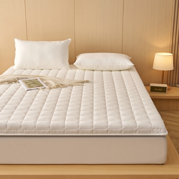 91家纺网 家纺一手货源 找家纺 锦丝钰床垫 2025新款色织水洗棉棉花床垫 白色