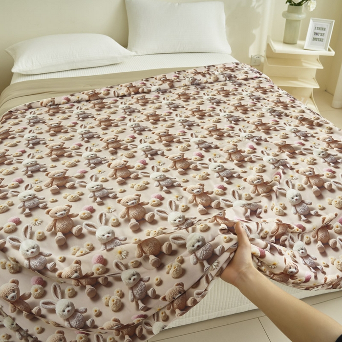 91家纺网 家纺一手货源 找家纺 子由家居 2025新款5D凉感大豆夏被 5D-兔兔熊