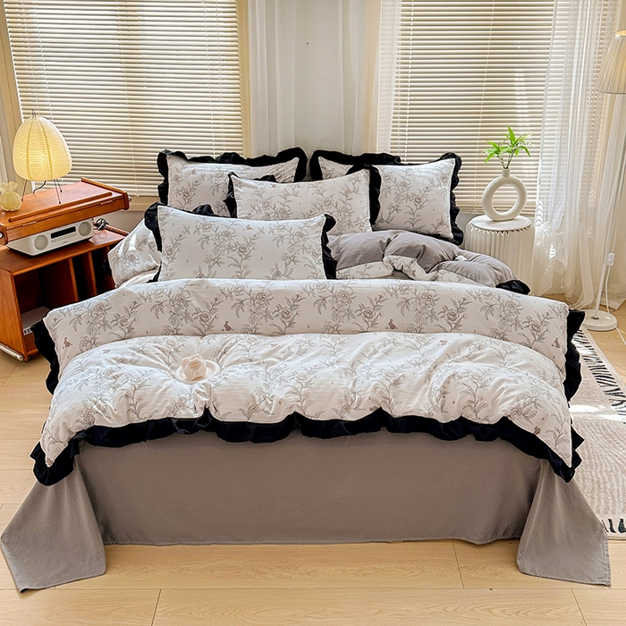 91家纺网 家纺一手货源 找家纺 佳一家纺 2025新款亲肤水洗棉四件套系列 花恋